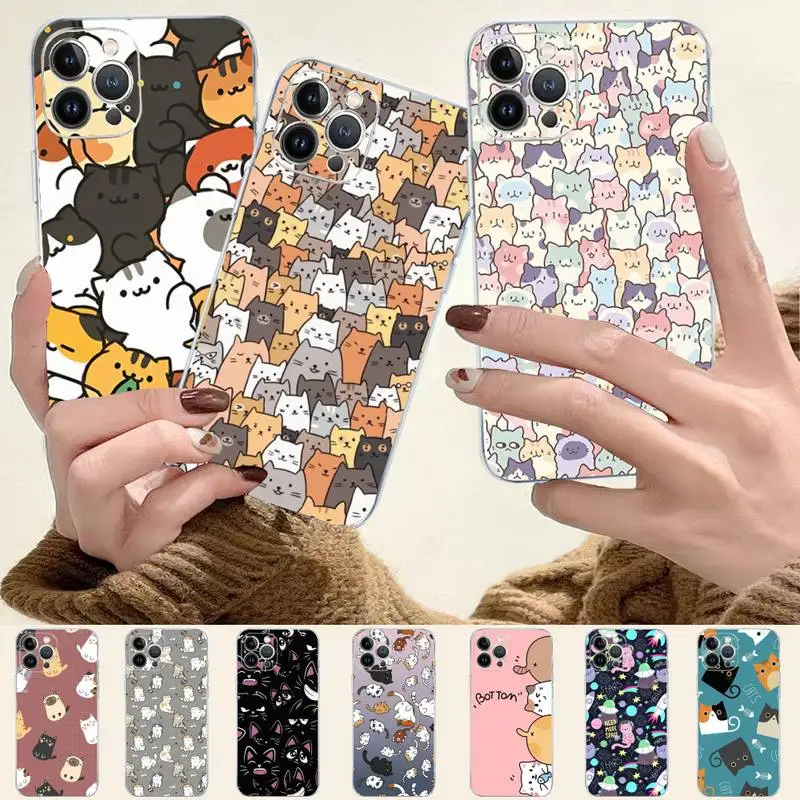 

Cat Cute Phone Case For iPhone 8 7 6 6S Plus X SE 2020 XR XS 14 11 12 13 Mini Pro Max Mobile Case