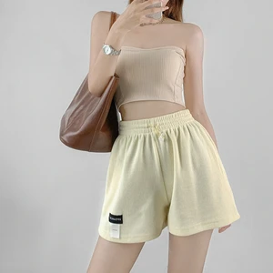 Women's Clothing Casual Sports Shorts Drawstring High Waist Stretchy Baggy Fashion Self Cultivation 