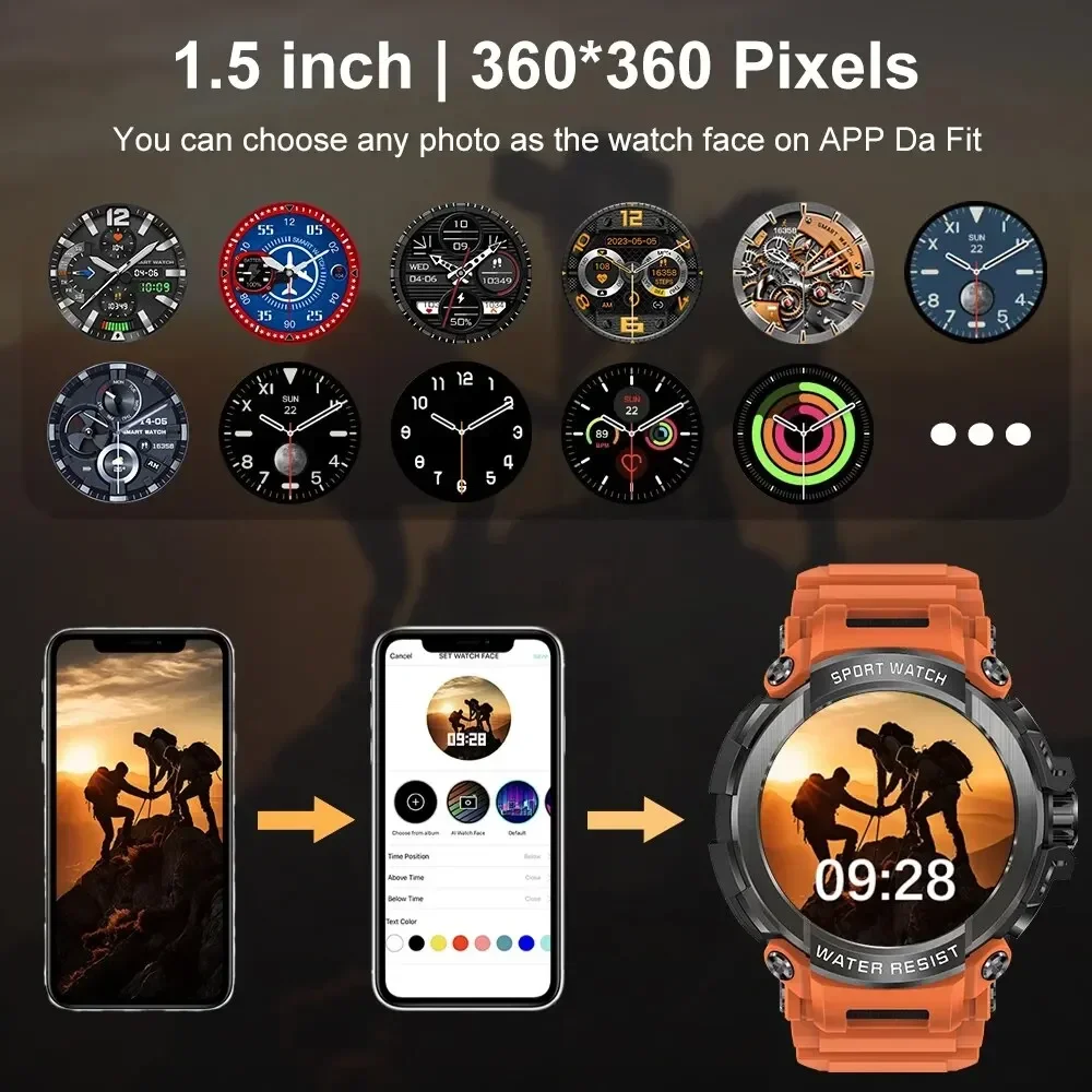 Смарт-часы Xiaomi T90 мужские 1 5 дюйма Bluetooth GPS 120 + 600 мА ч