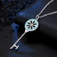new arrival 30 silver plated sweet flower key ladies short chains for women pendant necklaces new year gifts 2022