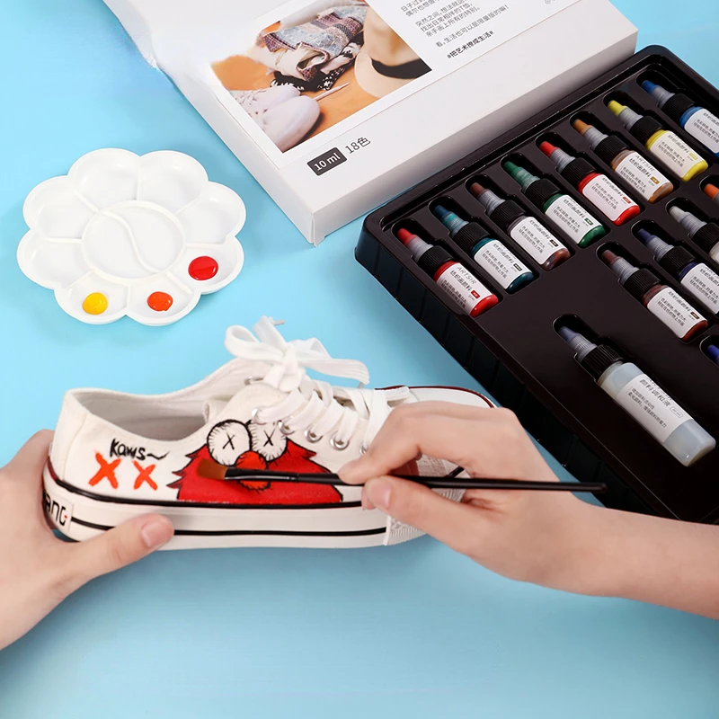 

18-color Textile Fiber Pigment Set Non-fading Waterproof Safety Beginners DIY Graffiti Hand-painted Canvas Sneakers Dye Products