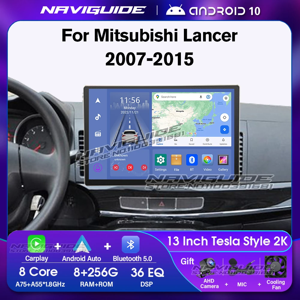 

NAVIGUIDE Y1 13inch 1920*1200P Car Radio For Mitsubishi Lancer LHD 2007-2015 8+256G Multimedia Player Carplay GPS BT Head Unit
