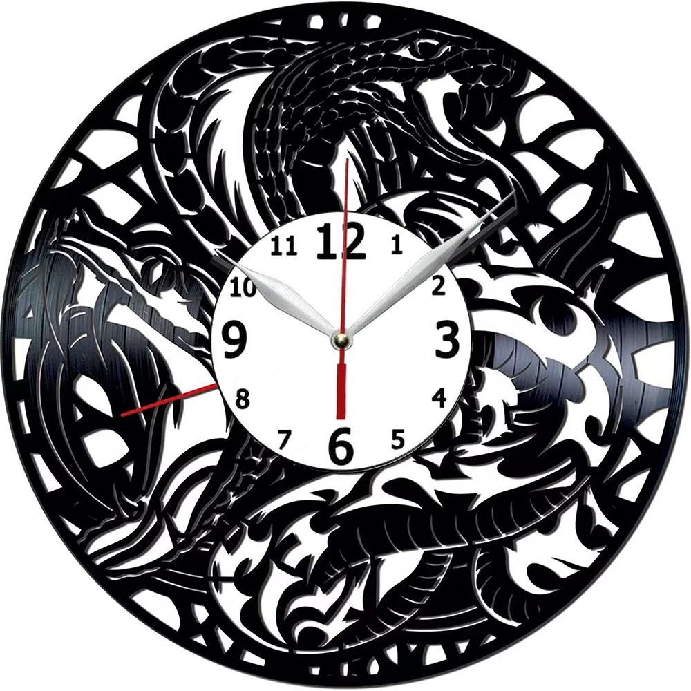 

Настенные виниловые часы со змеиным рисунком, бесшумные черные настенные украшения для дома, 12 дюймов, без тикания, на батарейках