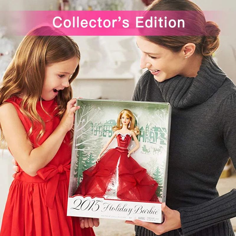 100% Оригинальные праздничные куклы Mattel Barbie 2015 для девочек оригинальный бренд