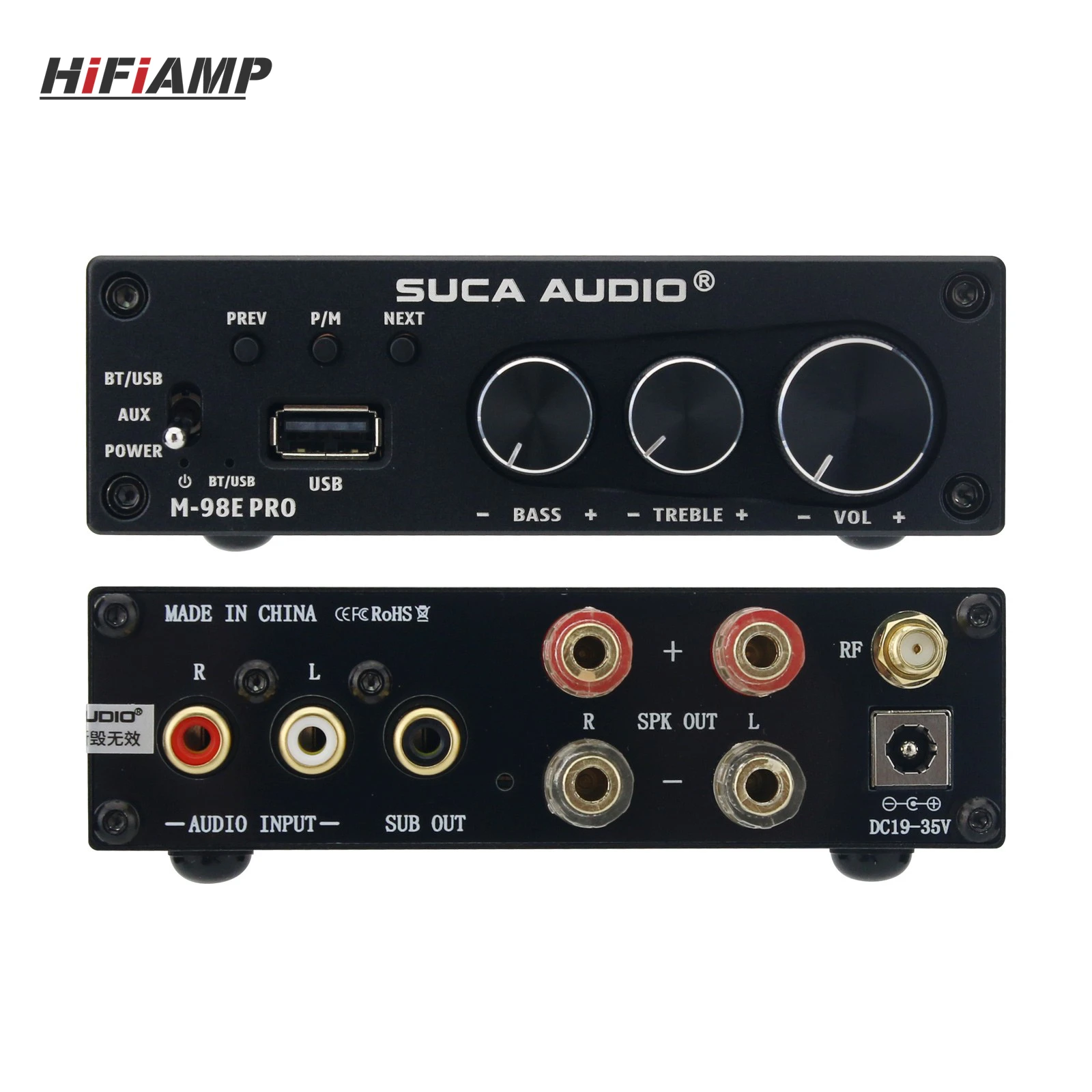 Фото Усилитель мощности SUCA AUDIO M-98E PRO 160Wx2 BT5.0, Bluetooth-усилитель для U-дисков и сабвуферов №3