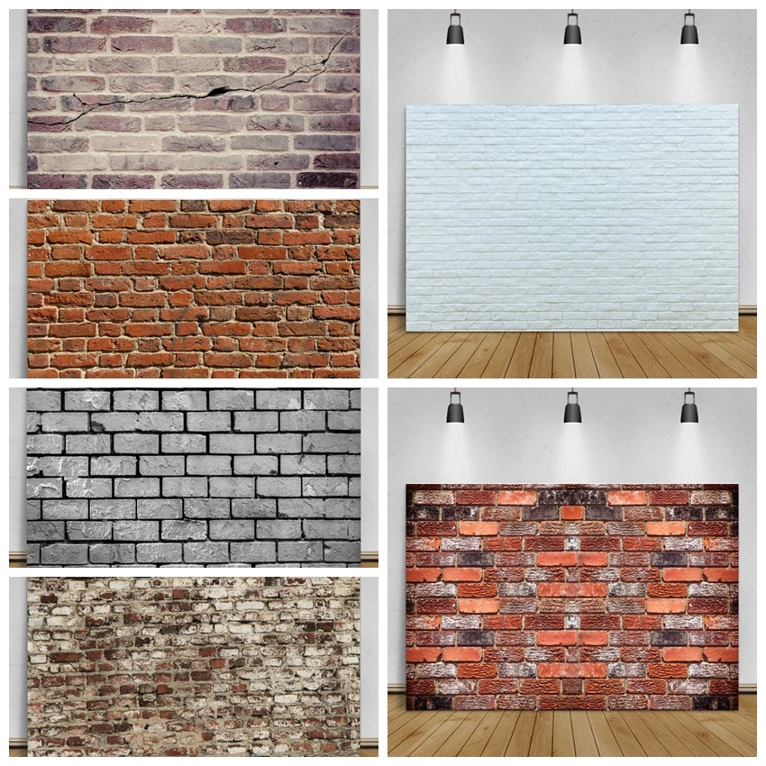 

Brick Wall Theme Photography Backgrounds Food Baby Portrait Decor White Brown Wooden Cement Backdrops For Custom Photo Studio