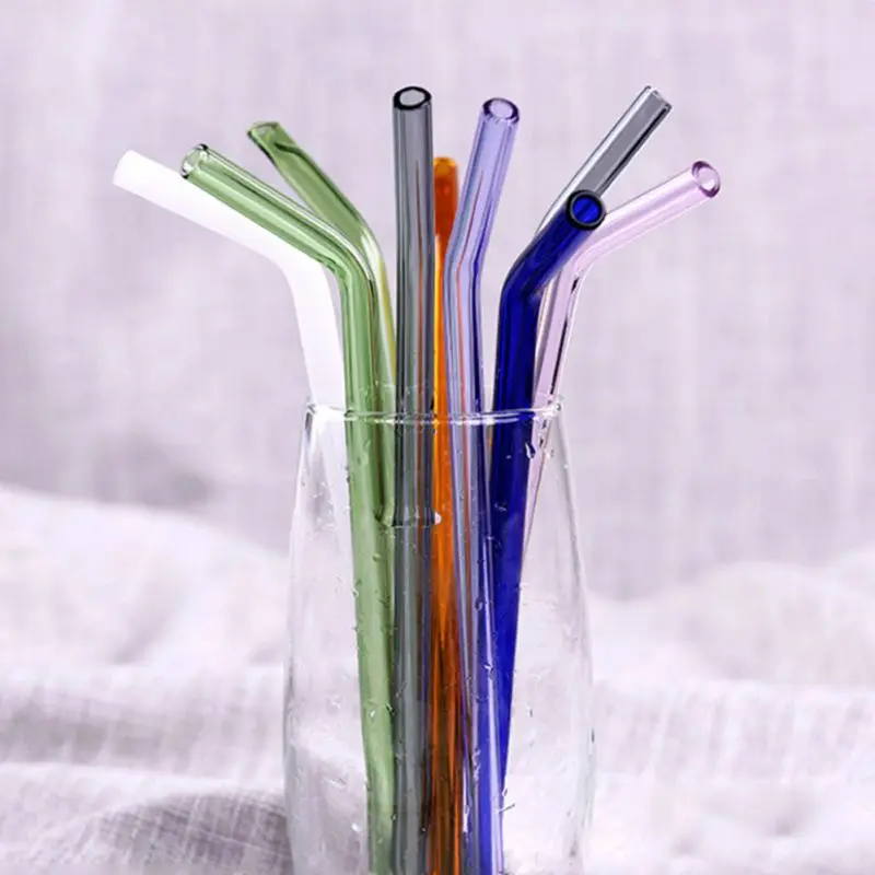 

Colorful Drinking Straw Reusable Glass Straws Eco-friendly High Borosilicate Glass Straw Glass Tube Party Favors Bar Drinkware