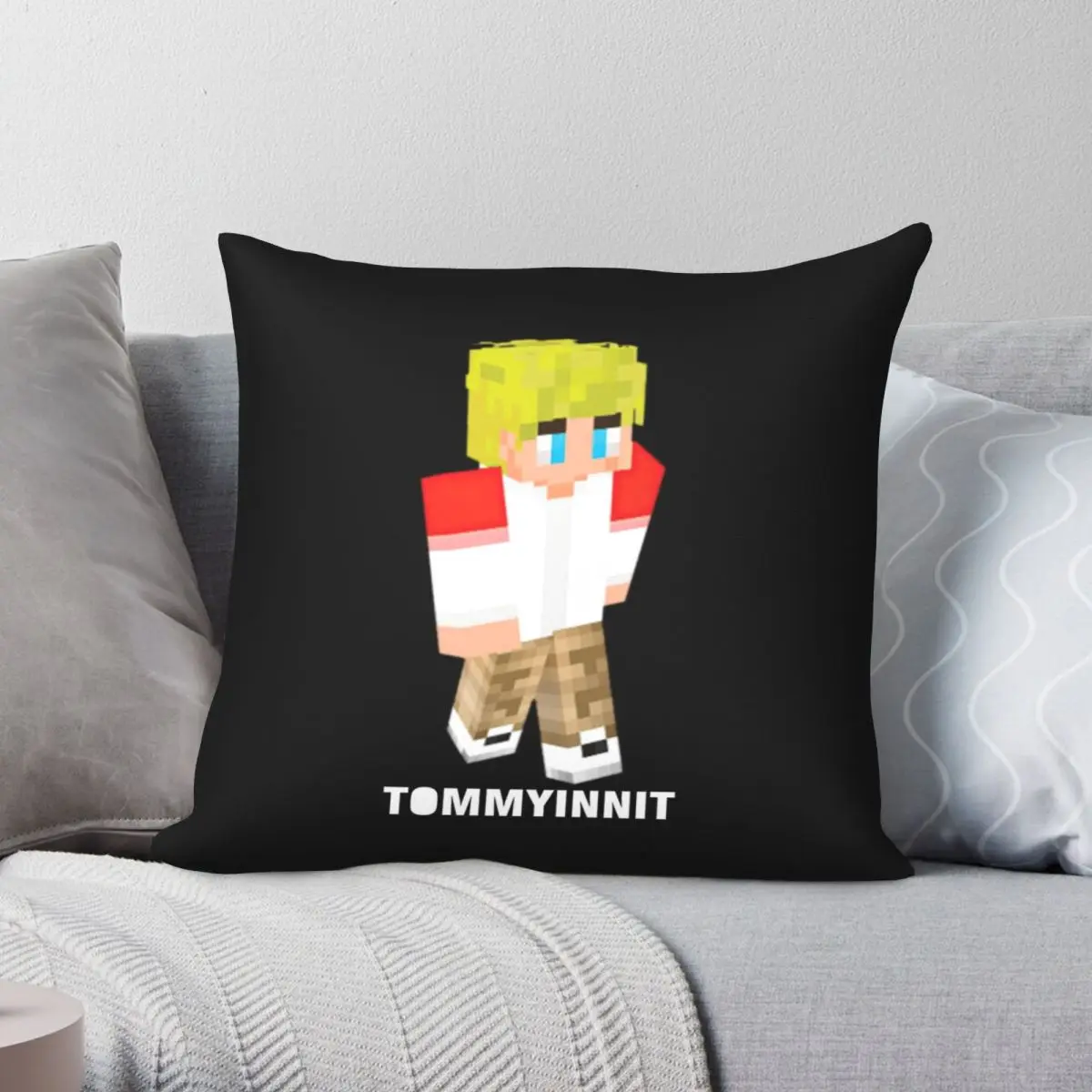 

Tommyinnit, дизайнерский квадратный чехол для подушки, полиэстеровый льняной бархатный чехол с принтом на молнии, декоративный чехол для подушк...