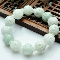 natural myanmar a jadeite jade hand carved hollow out round beads bracelets for women men beads bracelet with jade bracelet 12mm