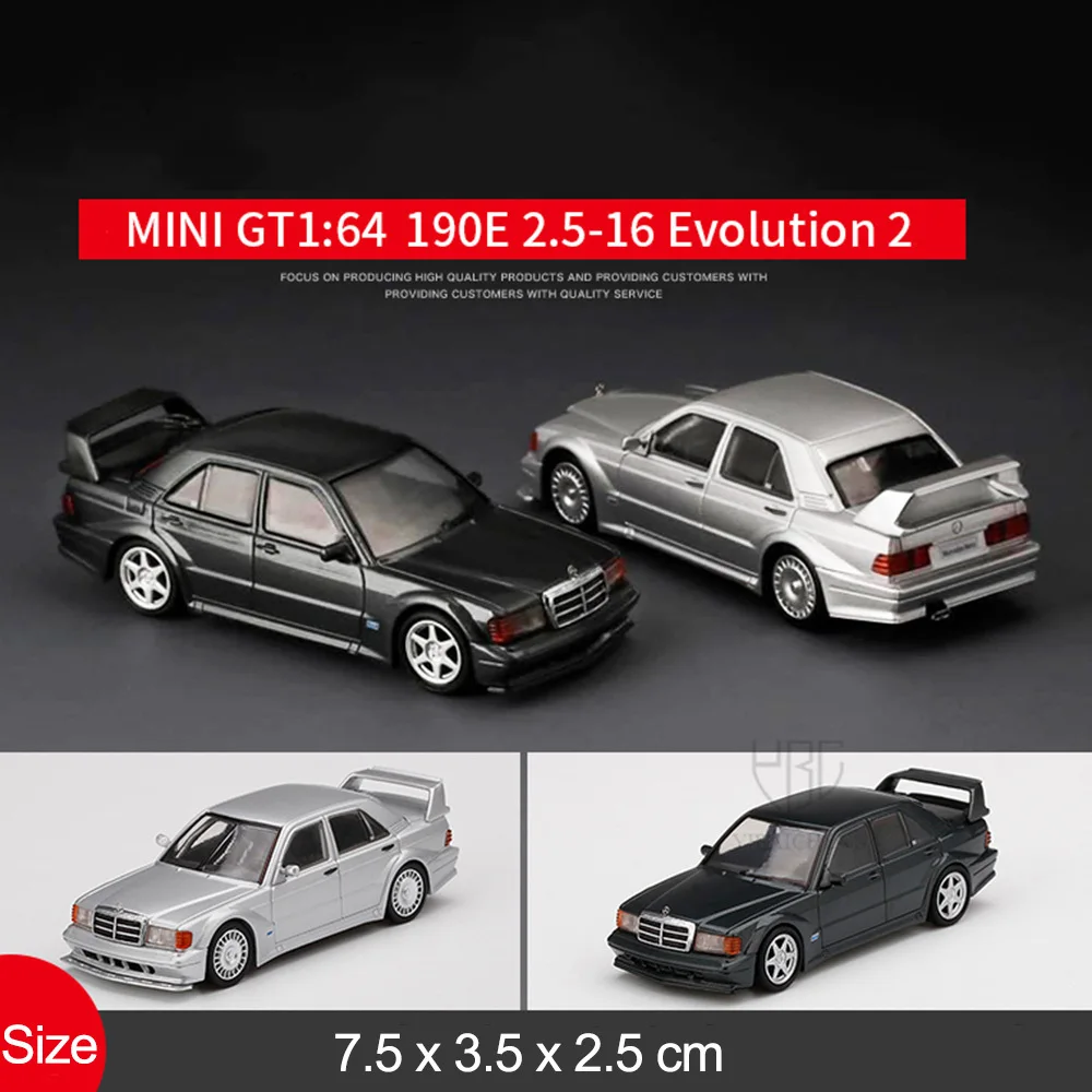 

Коллекционная модель автомобиля из сплава 1/64 Mini GT, модель Bens 190E 2,5-16 Evolutinon 2, модель автомобиля из металла, подарок для детей
