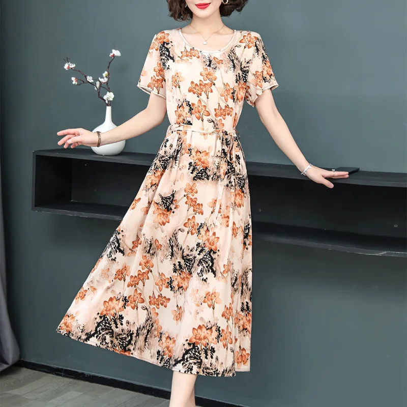 

New Summer Dress Women Summer Sundress 2023 Casual Short Sleeve Vestidos Print Vintage Dress Female O-Neck dresses Plus Size
