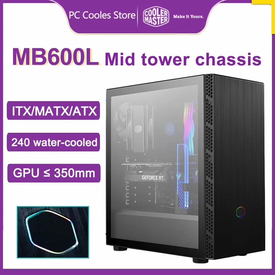Master Mb600l V2 Mid Tower Chassis Side Tempering Glass For Atx/matx/mini-itx Computer Games Case