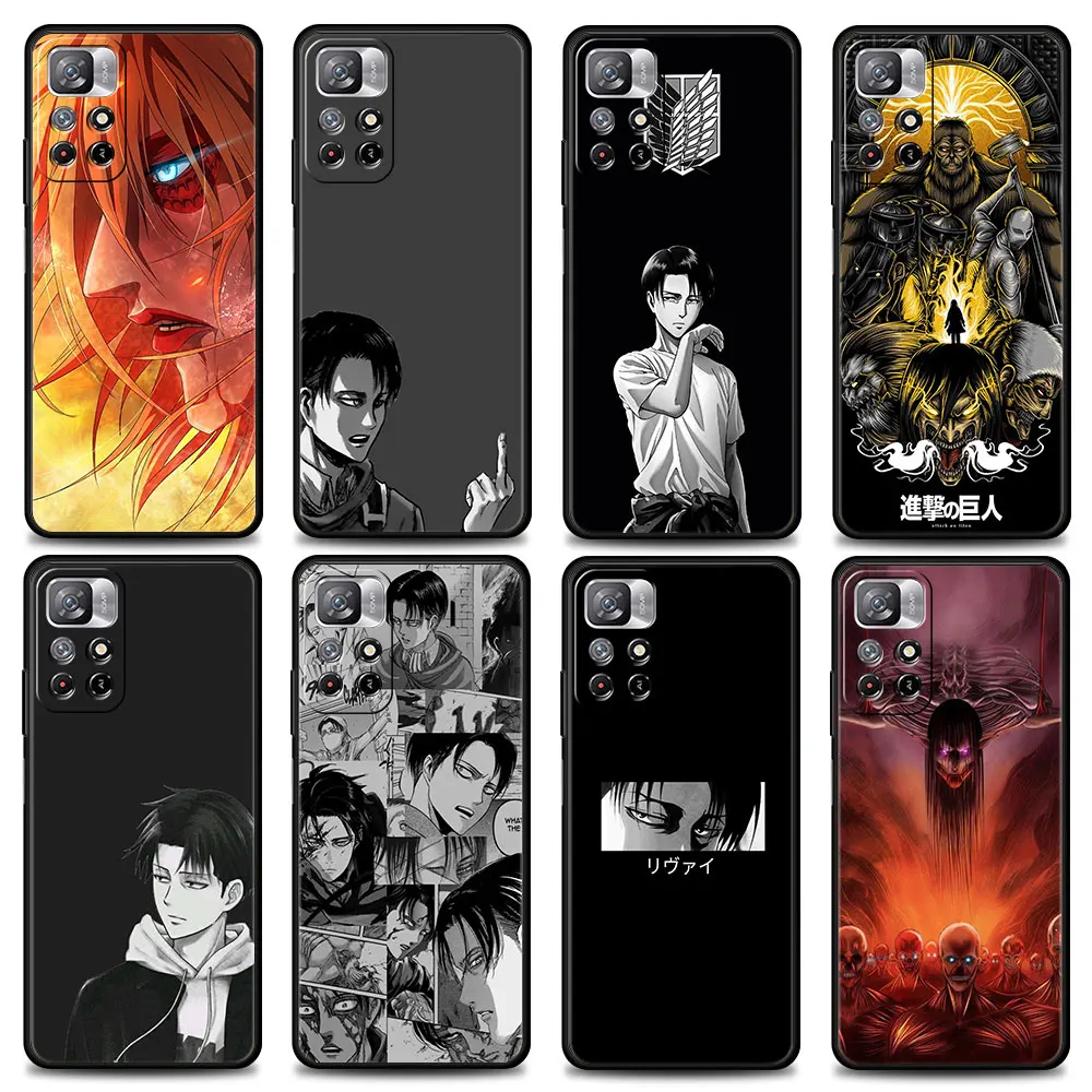 

Phone Case For Xiaomi Redmi Note 9S 9 10 8 11 Pro Plus 7 8T 9T 11T Cover redmi 9c 9 k40 9A 10 8 7A Bumper Titans Attack Ackerman