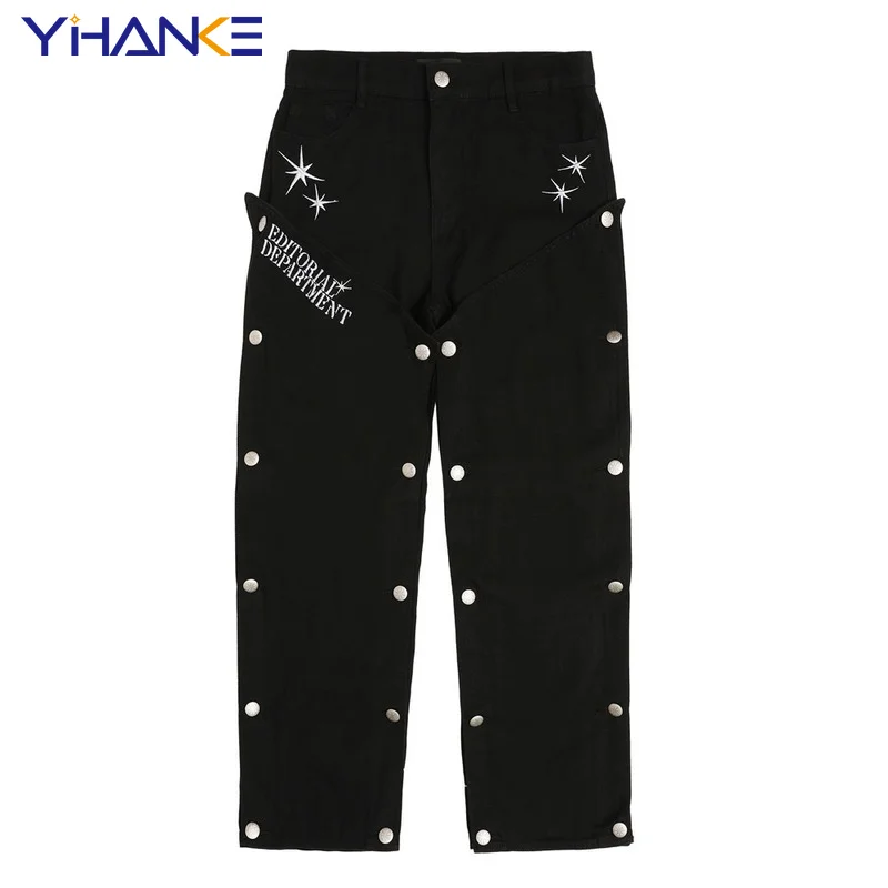 

Брендовые мужские джинсы, модные брендовые мешковатые брюки, прямые широкие брюки, модные бриджи, мужские брюки