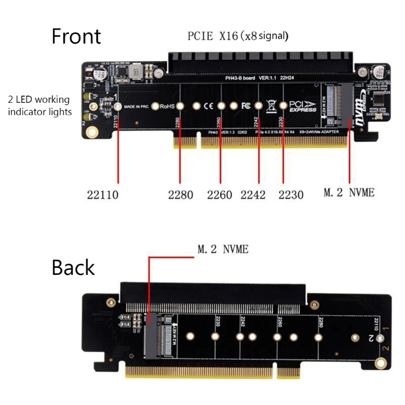 

PH43 Solid PCIE4.0 разделенная Плата расширения PCIE X16 ,.2 NVME x2 вход