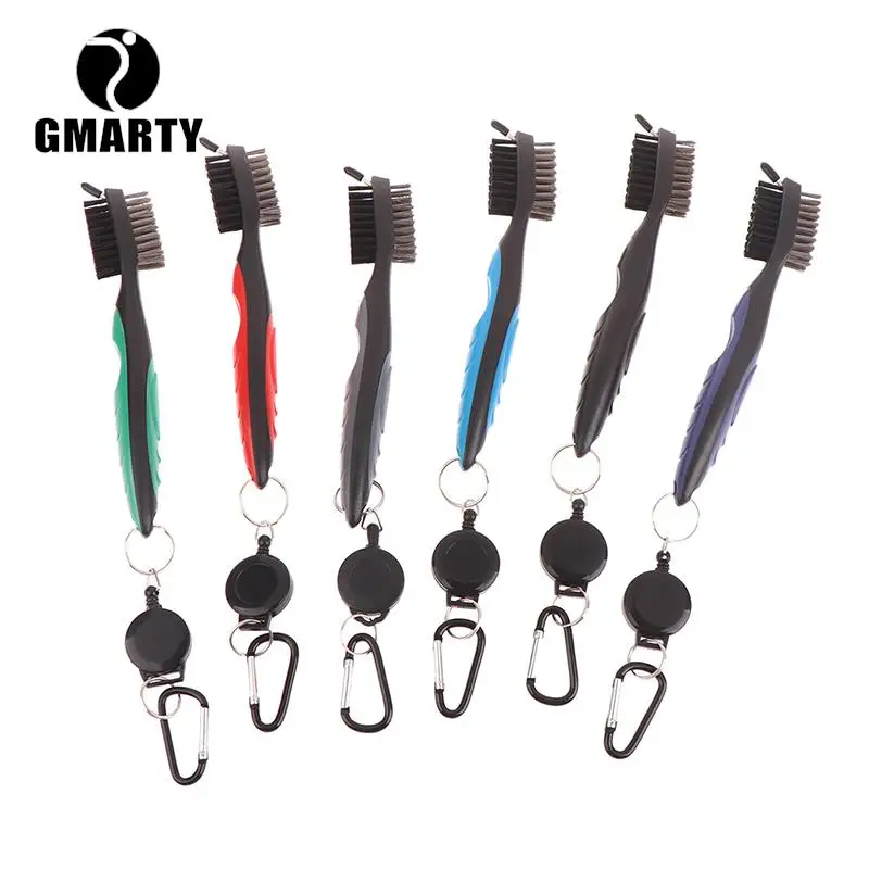 

1 pc Golf Brush Groove Cleaner Double-Sided Nylon Bristle Cord Practical Golf Head Cleaning Brush Spherical Golf Club Cleaner