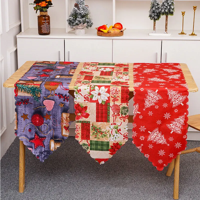 

Christmas Decoration Snowman Snowflake Dining Table Runner Washable Table Runner for Dining Table Wedding Country Decor