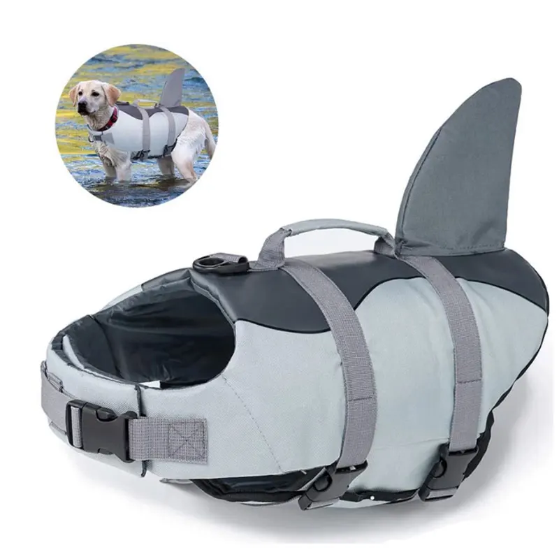 

Dog Life Jacket Ripstop Dog Lifesaver Shark Vests with Rescue Handle Pet Dog Safety Swimsuit For Swimming Pool Beach Boating