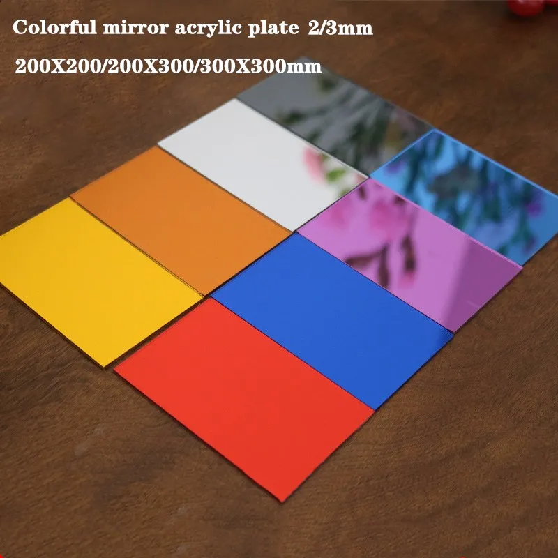 

2MM 3MM Acrylic Gold colorful Mirror Square Sheet Plastic Pier Glass Hotel Decorative Lens Plexiglass Not Easy To Broken
