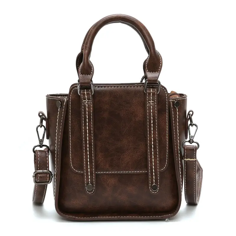 Women's Handbag Square Pu Leather Retro British Fashion Versatile Student Commuter Messenger Bag Single Shoulder Women's Bag New