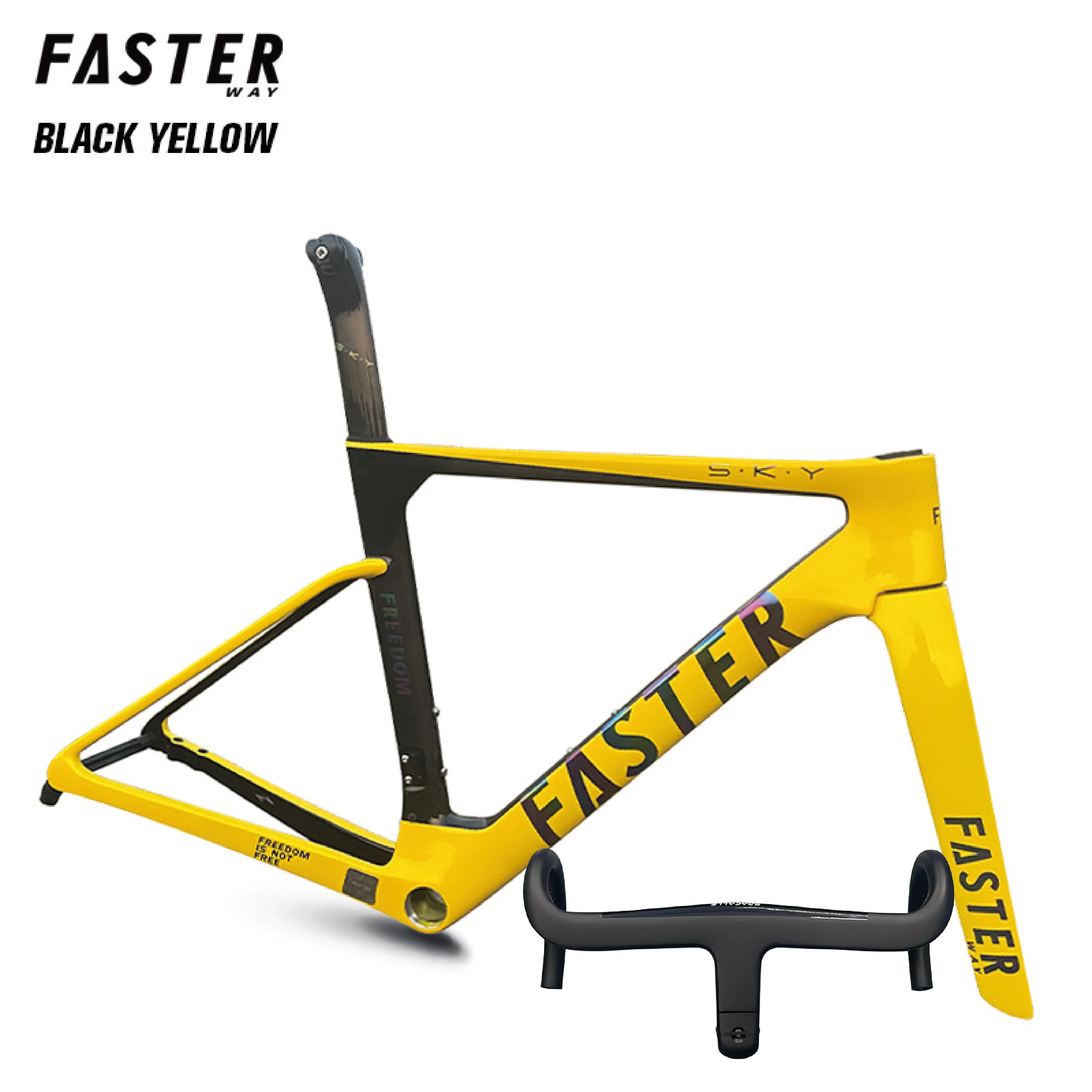 Фото Новая модель T47 FASTERWAY Freedom Frameset: карбоновая рама для шоссейного велосипеда с вилкой, зажимом подседельного штыря, рулевой колонкой, рулем, дисковыми тормозами 32C. №4