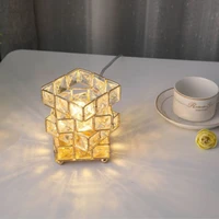 usb crystal night light natural crystal salt bedside night lamp cracked glass bedroom home decoration desktop light gift