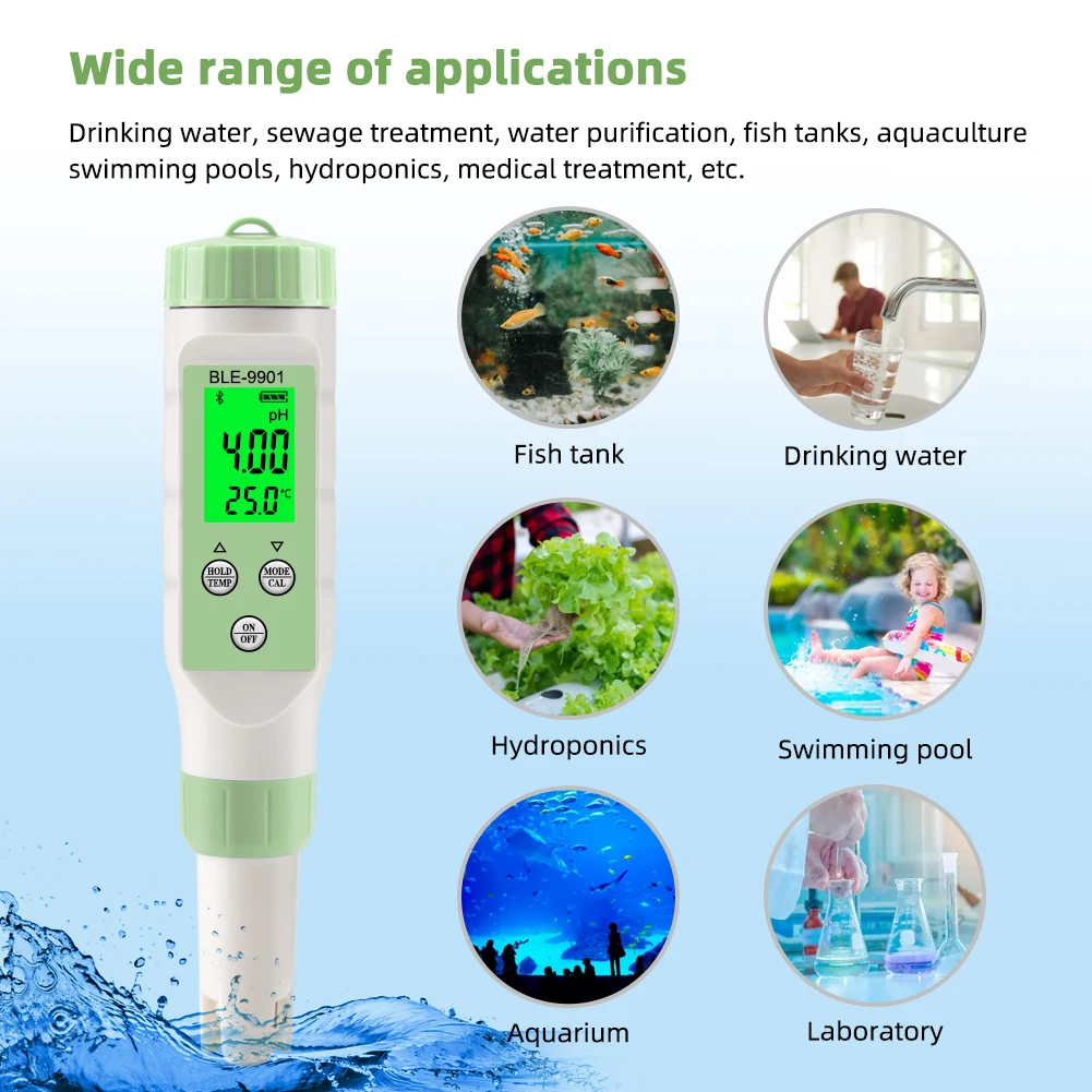 

Digital PH Meter Bluetooth Professional TDS PH Meter PH/TDS/Temperature Meter Digital Water Quality Monitor Tester for Water