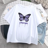 aesthetic purple butterfly print women t shirt harajuku gothic short sleeved t shirt female streetwear unisex punk clothes tops