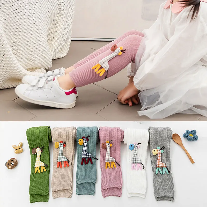 

1 to 8 Years Spring Autum Cute Deer Girl Trousers High Quality Cotton Girls' Leggings Soft Knitted Pants for Children's Legging