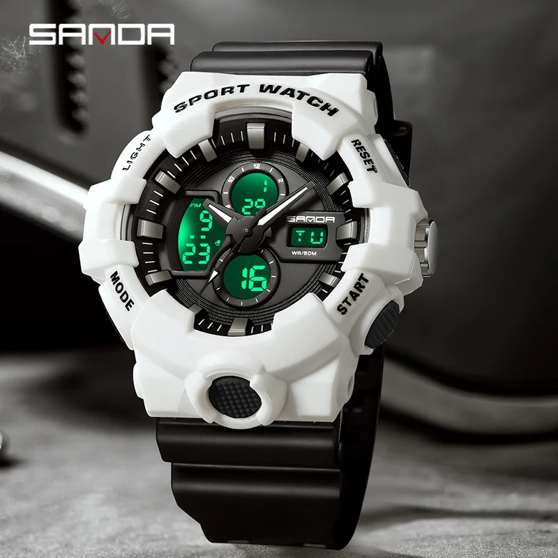 Часы наручные SANDA Мужские кварцевые светодиодсветодиодный спортивные армейские