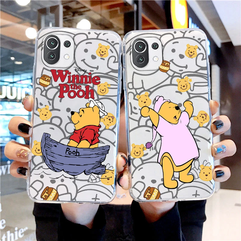 

Disney Winnie Pooh Cute Transparent Phone Case For Xiaomi Mi 13 Lite 12T 12S 12X 12 11 11T 11i 10T 10 9 Pro Ultra 5G Cover Shell