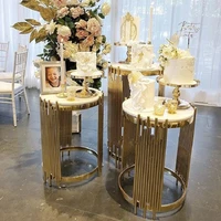 3PCS Tall Grand-Event Party Backdrop Pedestal Stand Flower Balloon Arch Plinth Table Cylinder Cake Holder Wedding Dessert Table