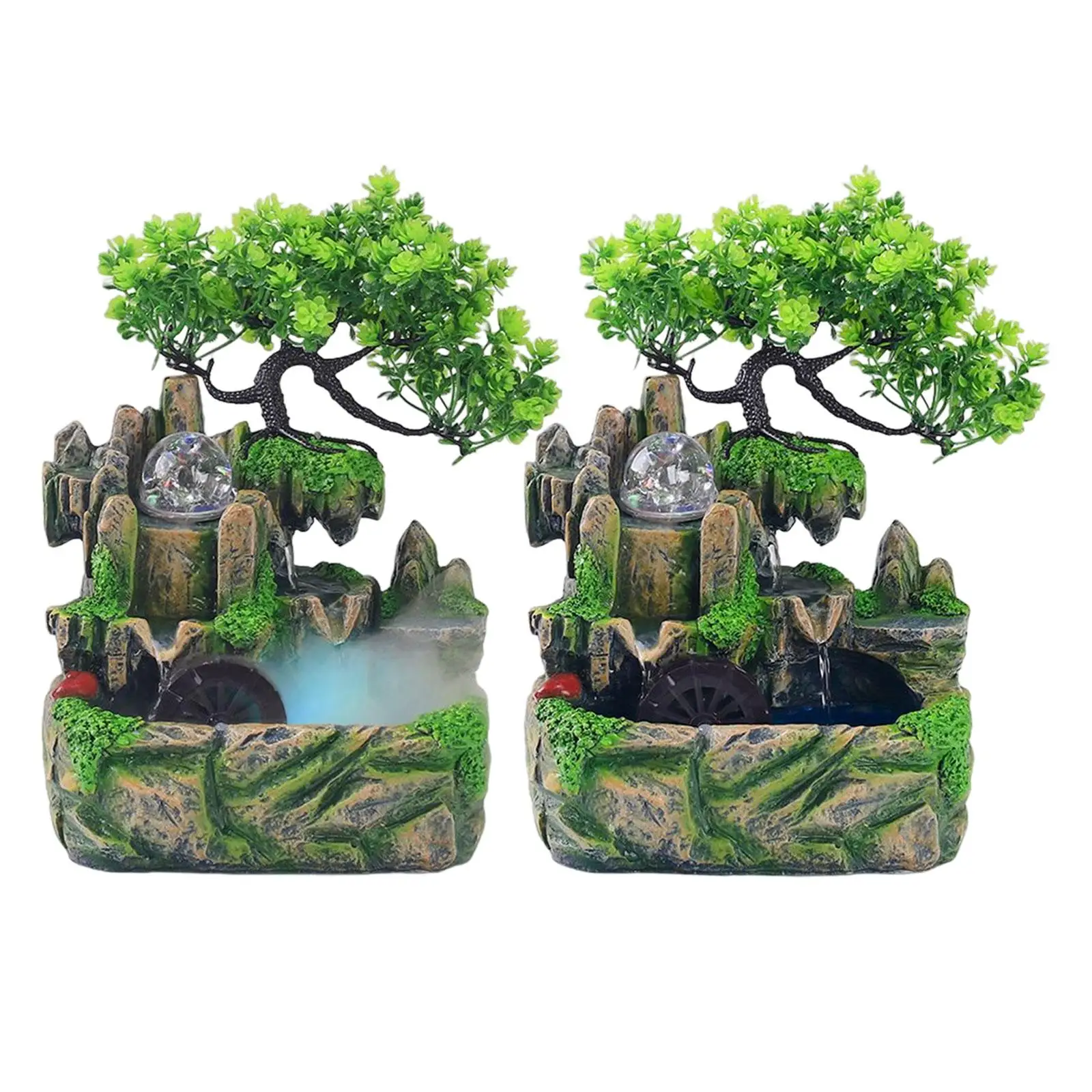 

Настольный водяной фонтан, подарок, микро-ландшафт с красочными огнями, водный пейзаж, горный водопад, скульптура, статуя для офисного стола