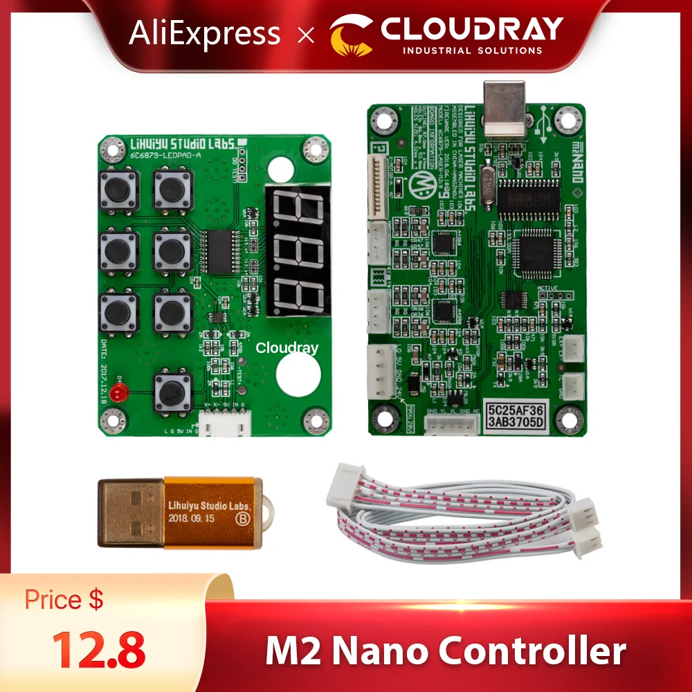 

Cloudray LIHUIYU M2 Nano Laser Controller Mother Main Board + Control Panel + Dongle B System Engraver Cutter DIY 3020 3040 K40