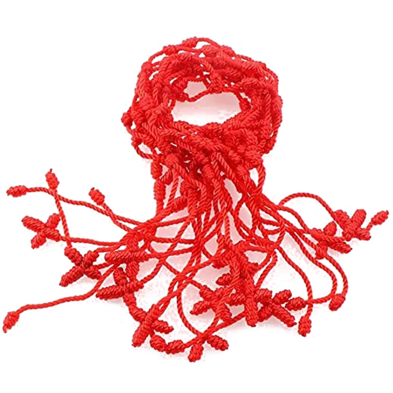 

Q81D 12 шт. Тибетский браслет из красного шнура Регулируемый Kabbalah 7 String Cross Браслет Amulet для защиты Good Luck