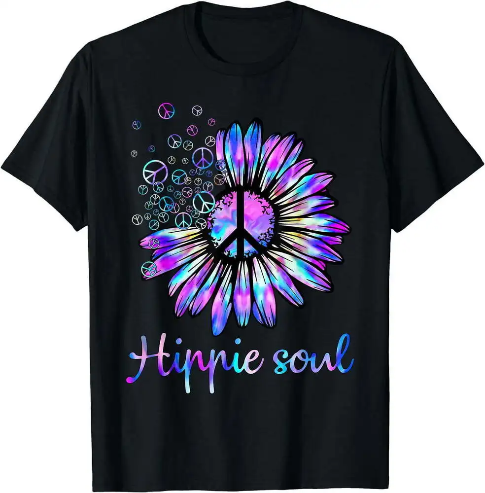 Футболка с рисунком психоделической маргаритки высокого качества 100% хлопок