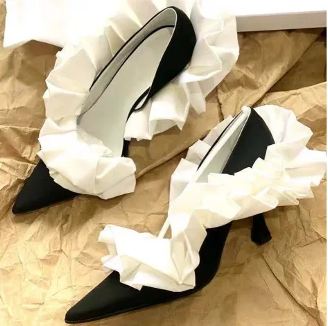 Босоножки женские асимметричные заостренный носок высокий каблук туфли-лодочки