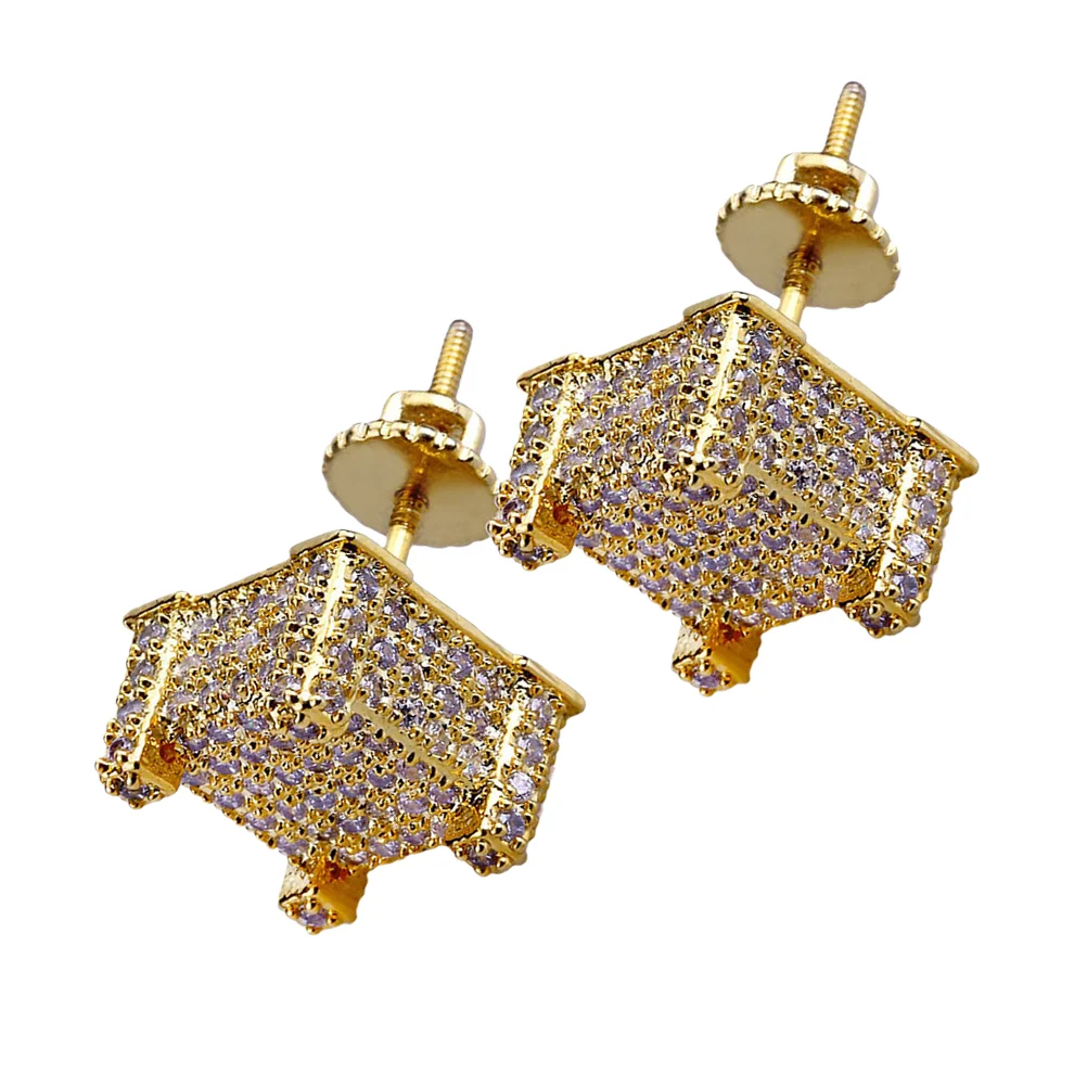 

Rhinstone Cubic Stud Copper Shining Punk Cubic Cartilage Earrings Hip Stud Party Dating Gift for Men ( )