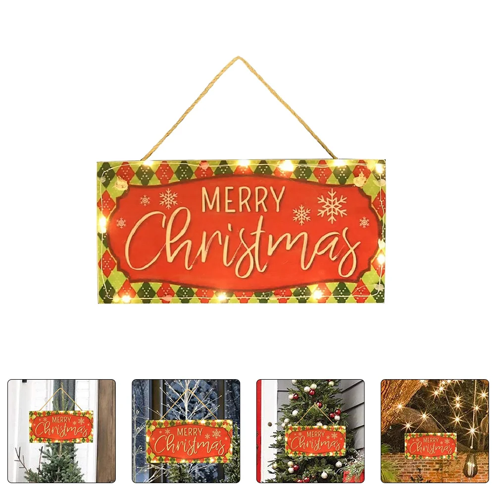 

Christmas Sign Merry Door Hanging Wooden Signs Plaque Wall Decorationsfront Porch Decor Pendant Ornaments Wood Ledwelcome