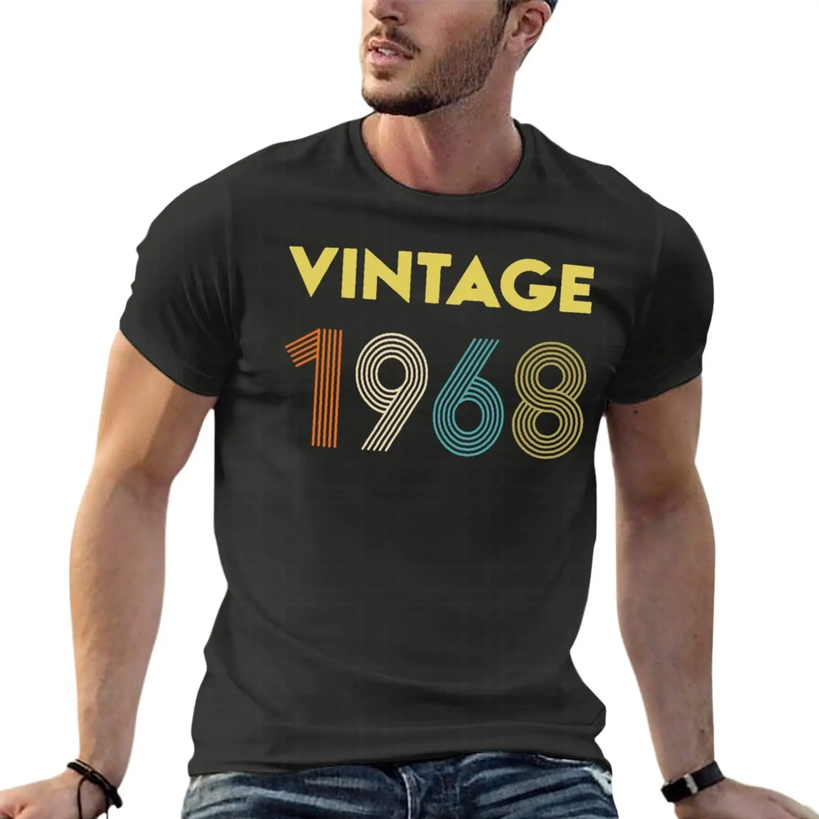 

Мужская Винтажная футболка из 1968 хлопка, большие размеры