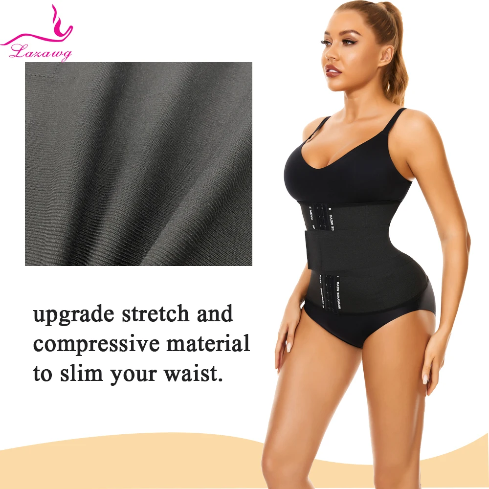 LAZAWG Women Waist Trainer with Wrap for Weight Loss Sauna Belt Corset Fat Burner Girdle Sweat Band Slimming Strap Body Shaper