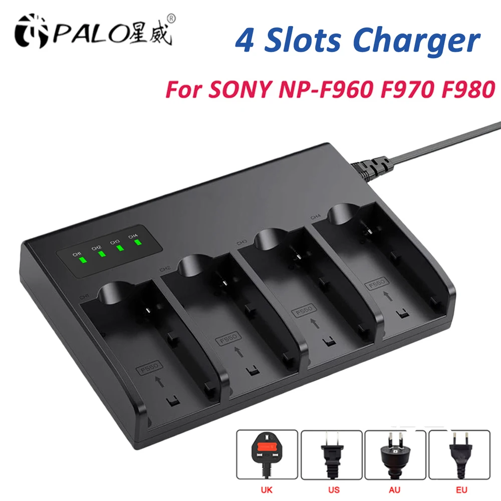 

NP-F960 970 NP F970 NPF970 Quad Channel Battery Fast Charger for SONY NP-F550 NP-F770 NP-F750 NP-F980 NP-F330 NP-F930 NP-F570