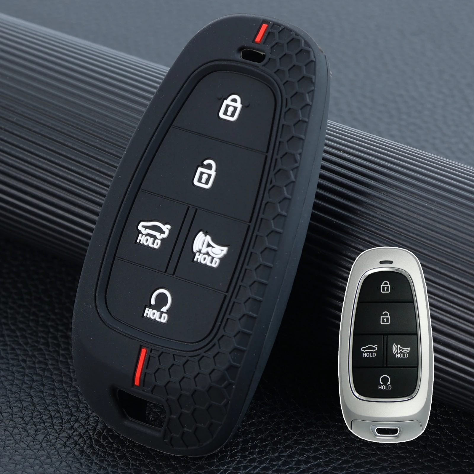 

Силиконовый брелок для ключей с дистанционным управлением, чехол для ключей, кольцо-брелок с 5 кнопками, защита для Hyundai Sonata Cruz Tucson Santa Fe 2021 2020