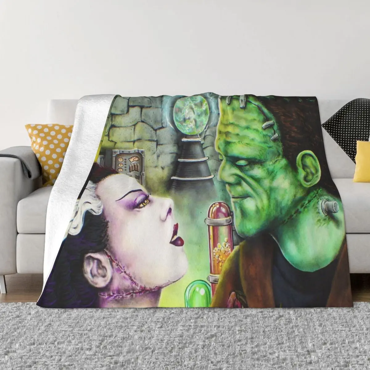 

Bride Frankie Monsters In Love Blanket Soft Fleece Warm Flannel Frankenstein Horror Film Throw Blankets for Sofa Bed Quilt