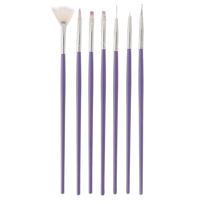 

Hot Purple Nail Art Design Brush Manicure For Painting Dotting Tool Brushes Pen Set 7PCS