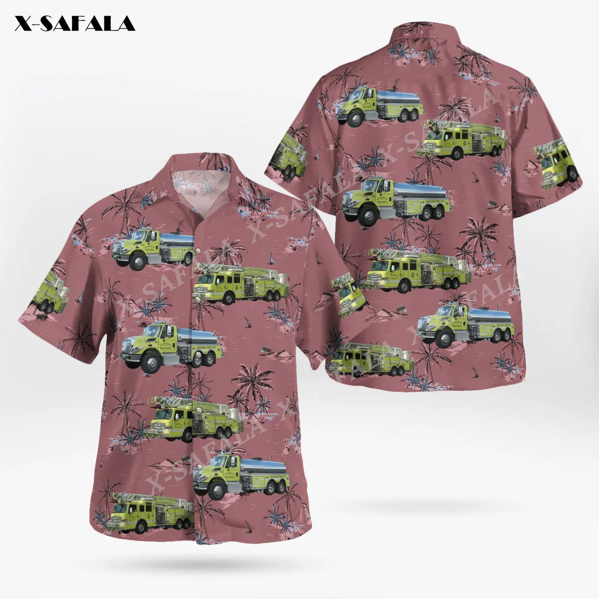 

FIRE DEPARTMENT Car Tattoo 3D Print High Quality Summer Men's Hawaiian Beach Shirt Button Fashion Short Sleeve Tops Tees Casual