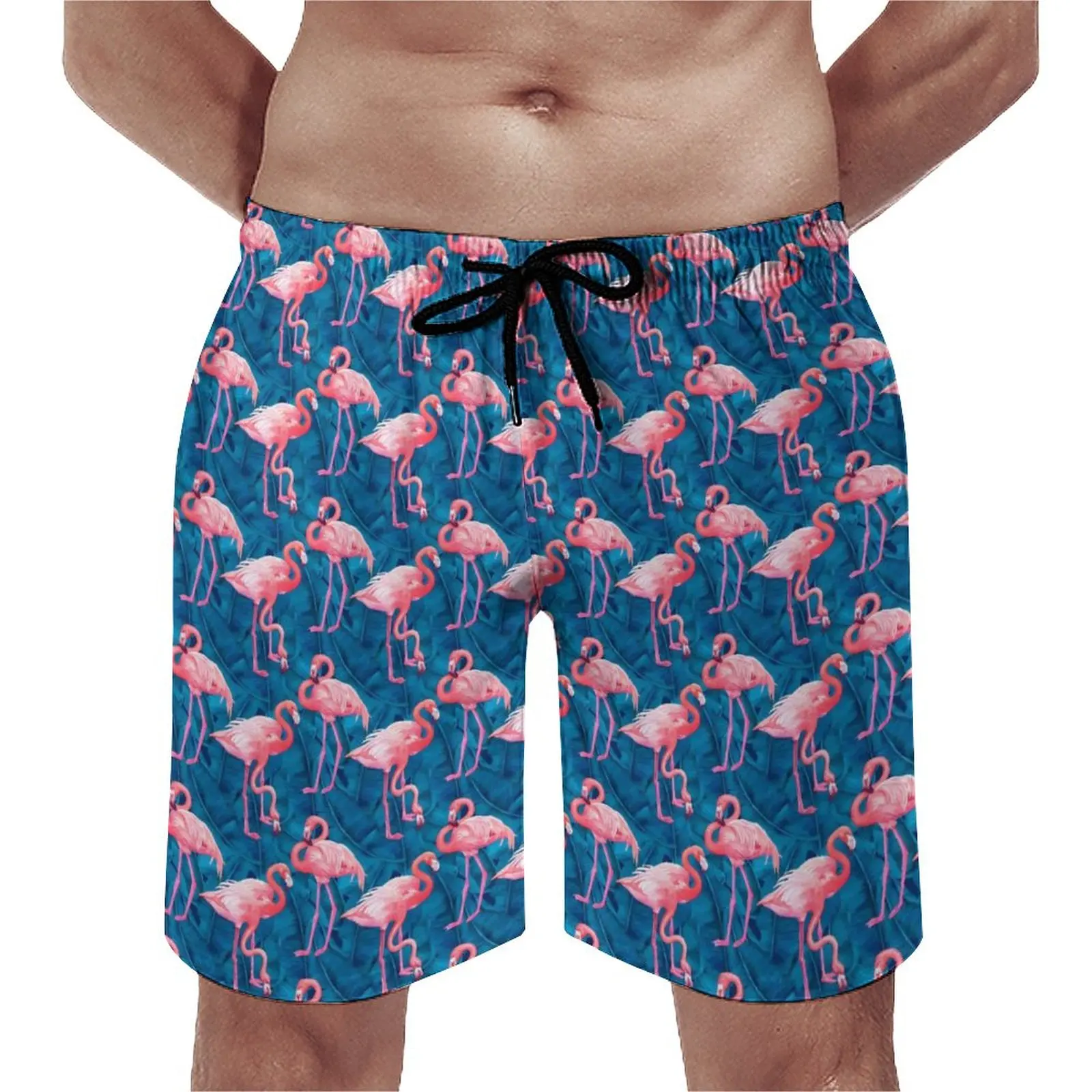 

Tropical Birds Board Shorts Flamingos And Leaves Casual Board Short Pants Male Design Running Surf Quick Dry Beach Trunks Gift