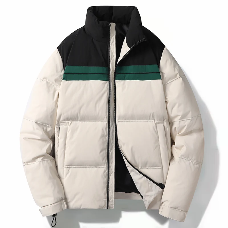 2022 Winter Men Green Black Beige Puffer Parkas Lightweigh Thick Thermal Puff Basic Coats Male Casual Warm Cosy Outerwear Jacket