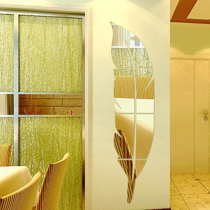 

Creative Self-adhesive Feather Mirror Stereo Wall Paste Children's Room Mirror Room Decoration