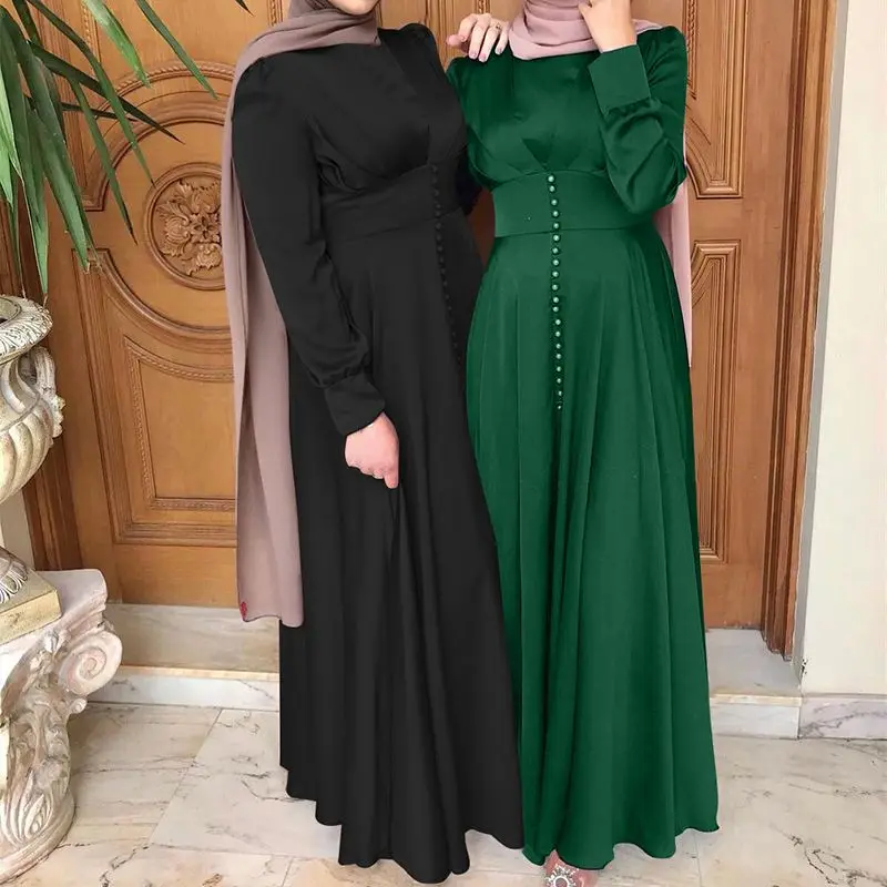 2023 Eid Abaya Fashion Satin Sliky Djellaba Muslim Dress Dubai Full Length Flare Sleeve Soft Shiny Abaya Dubai Turkey A005